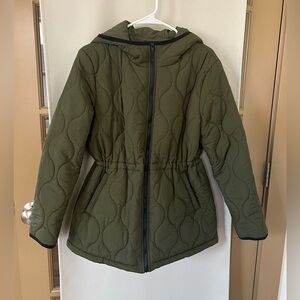 Shein Womens Medium Green Quilted Puffer Jacket